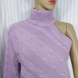 DOLLS KILL Preppy Princess One-Sleeved Lavender Cable Knit Acrylic Sweater NWT